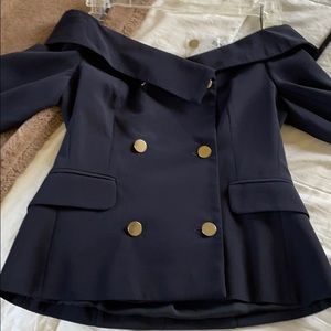 Off shoulder button down blazer top topshop
